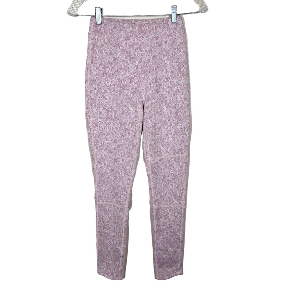 Gymshark Fleur Texture Mid Rise Workout Leggings Dusky Pink Marl Women's Small